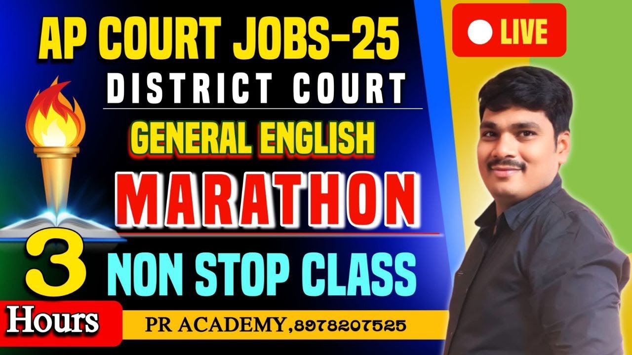 AP District Court 2025 | GENERAL ENGLISH | Marathon | Non Stop 3 Hours Class | PR ACADEMY |