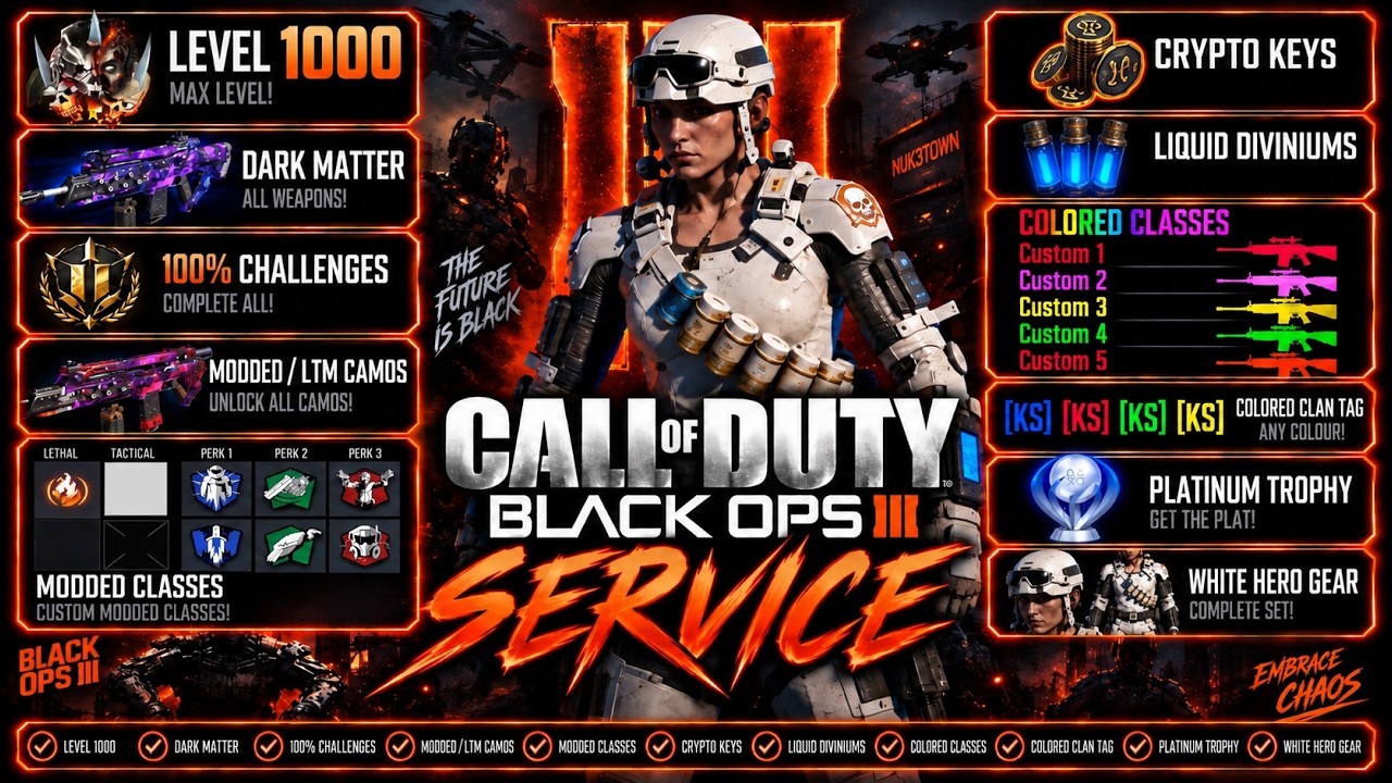 BLACK OPS 3 UNLOCK ALL + MAX LEVEL + MORE! Service Showcase
