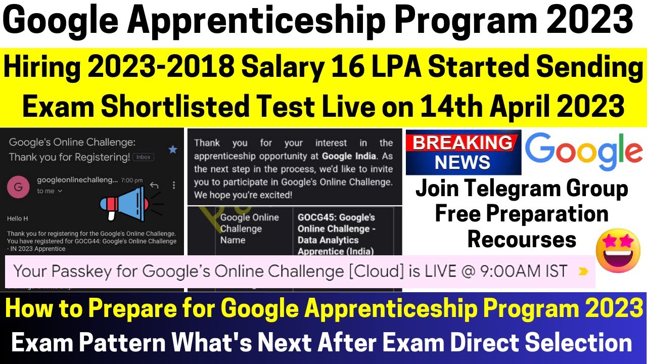 Google Apprenticeship Program 2023 Started Sending Exam Mail Test on 14 April How to Prepare & Crack