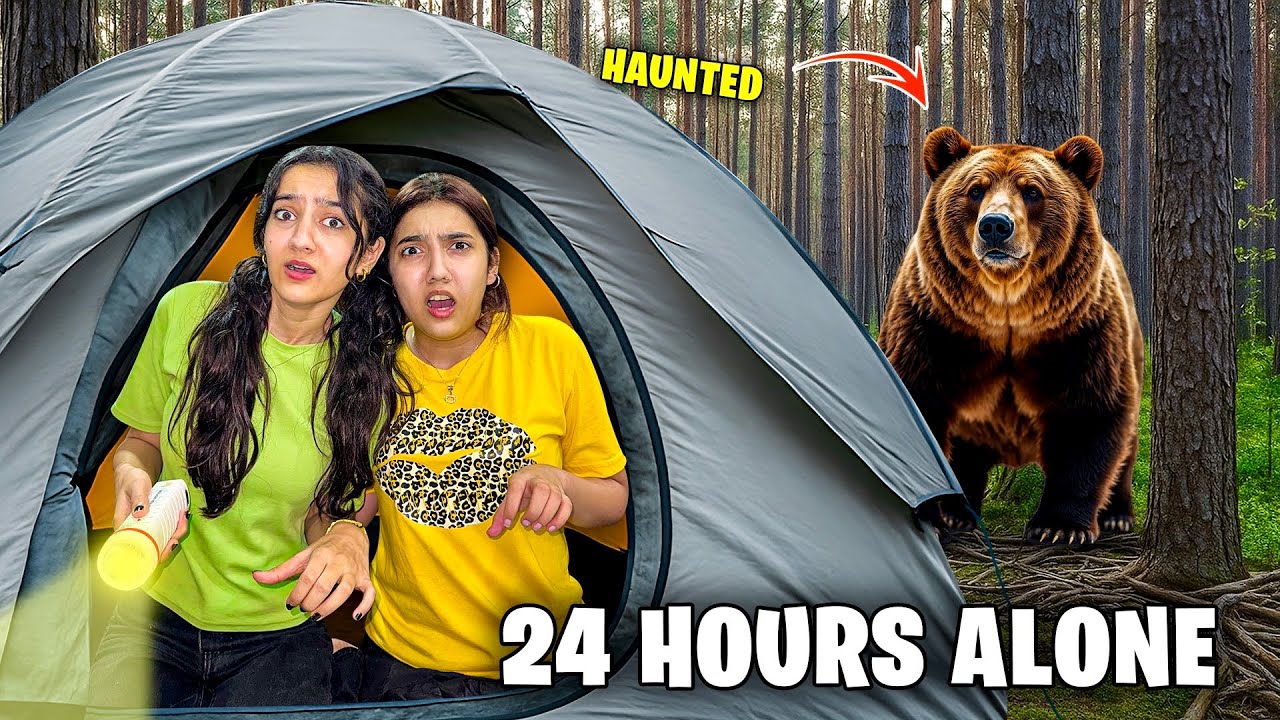 LIVING IN A HAUNTED TENT HOUSE FOR 24 HOURS CHALLENGE😱| Sistrology