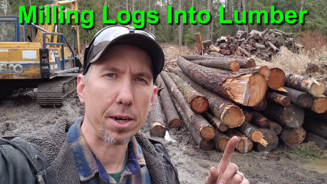 Portable Sawmill Milling Salvaged and Windfall Trees into Beams & Lumber