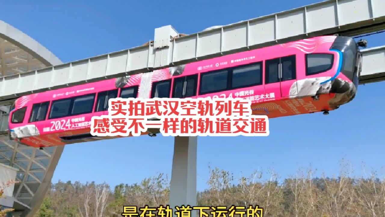 #火车迷爱好者 实拍武汉空轨列车，感受不一样的轨道交通#铁路摄影 #火车视频 #城市记忆 #随拍