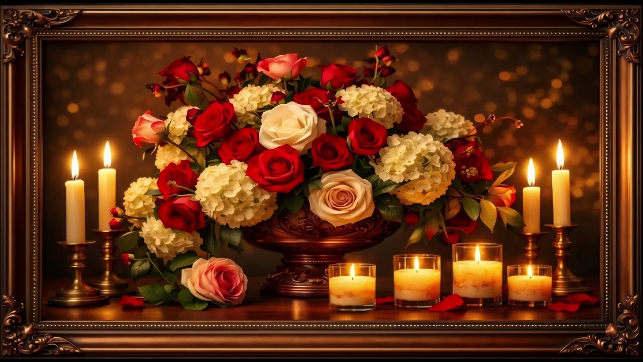 Elegant Roses & Candlelight Still Life | Luxury Floral Art in 4K