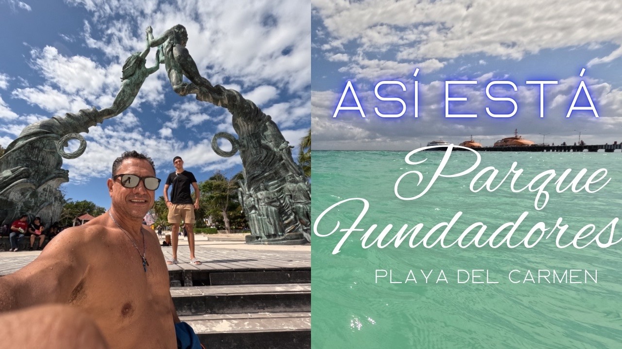 Así está HOY Parque Fundadores 🌊 Poco sargazo y agua espectacular | Playa del Carmen 2026