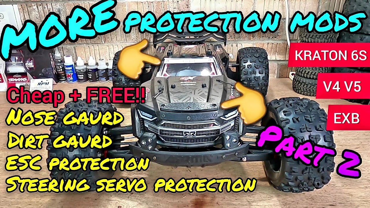 Arrma Kraton 6s EXB v4 v5. Protection mods. Nose gaurd, chassis dirt gaurd, esc & servo protection.