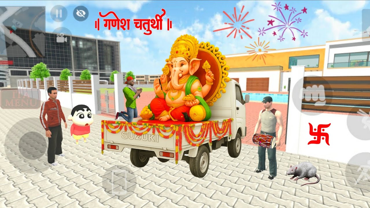 Franklin & Shinchan Celebrating Ganesh Chaturthi In Indian Theft Auto | Indian Bike Driving 3D Game 
