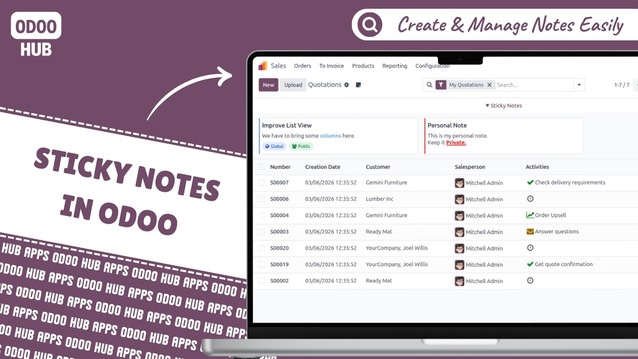 Sticky Notes in Odoo | Create, Share & Manage Notes Across All Odoo Views | Odoo Hub