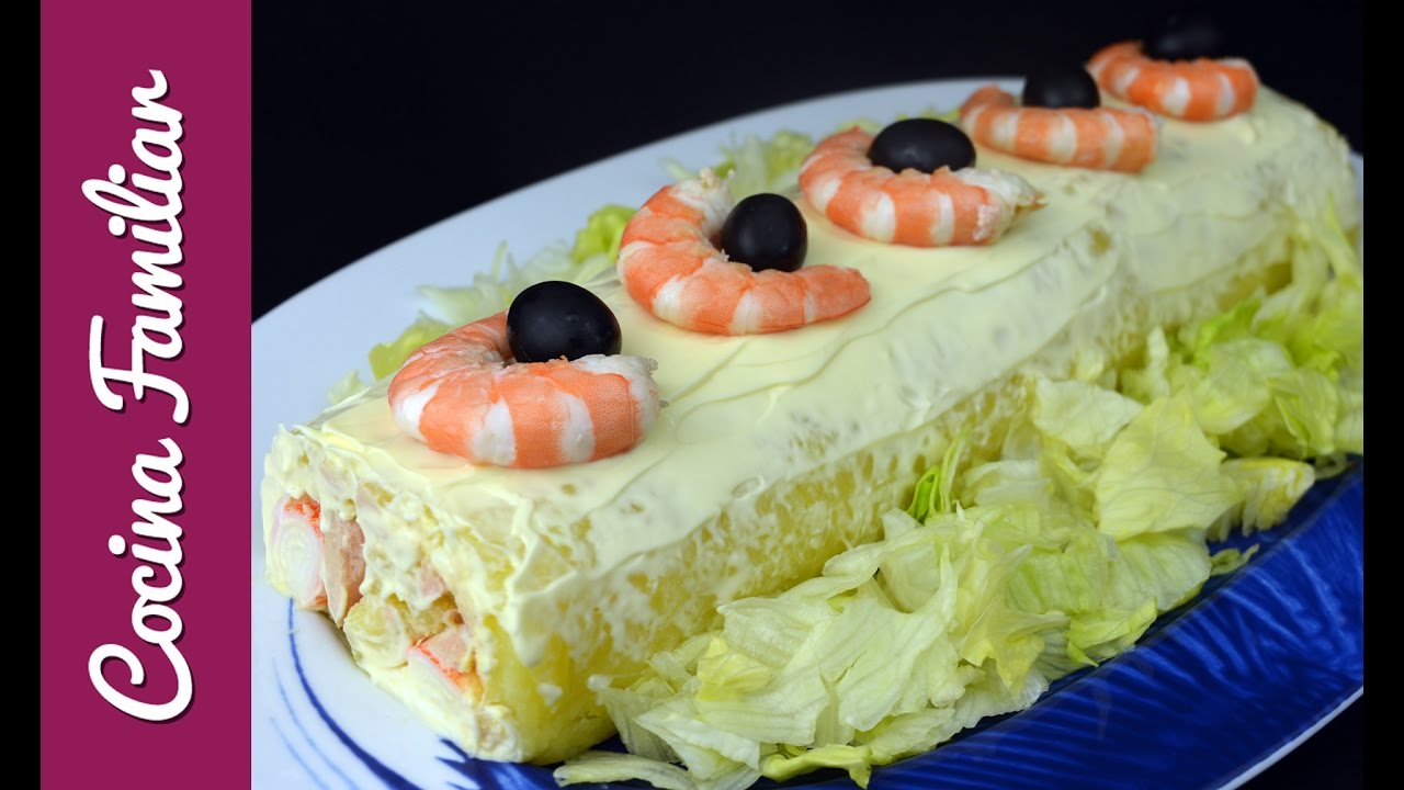 Pastel de patata relleno con atún y marisco | Recetas caseras de Javier Romero
