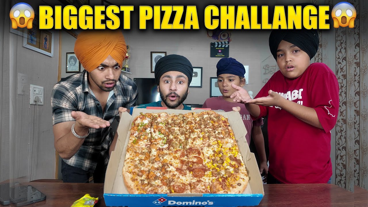 BIGGEST 6IN1 PIZZA CHALLENGE 😱🍕 - DOMINO BIGGEST SPICY PIZZA WITH BROTHERS😍 - HARSH JAGRAON