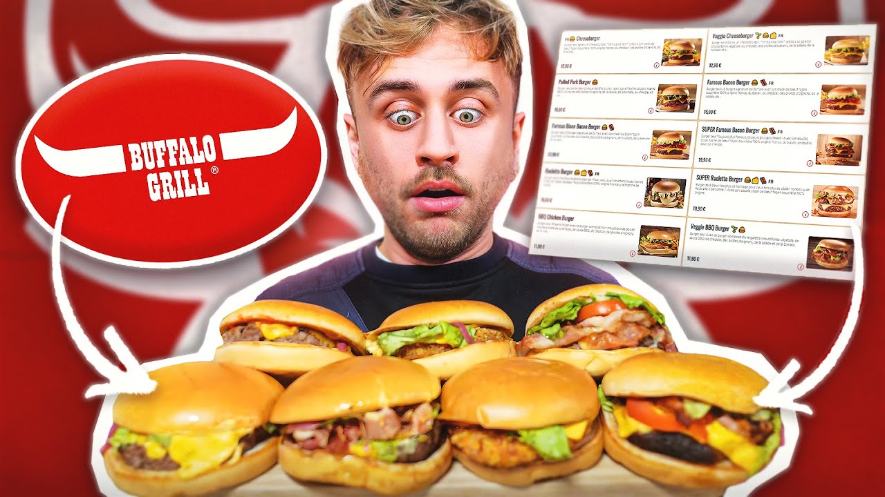 Je teste TOUS les BURGERS de BUFFALO GRILL 🤯