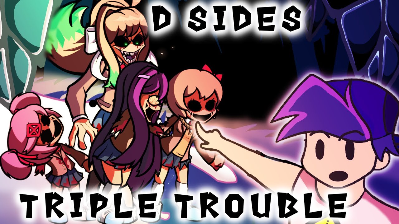 Festival D-Sides | Triple Trouble D-Sides Remix But the Doki Doki Takeover Cast Sings it | FNF COVER