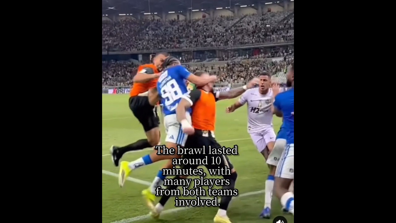 Massive brawl erupts in the Mineiro final! ⚽ Cruzeiro vs Atl&eacute;tico Mineiro #football #sports #shorts
