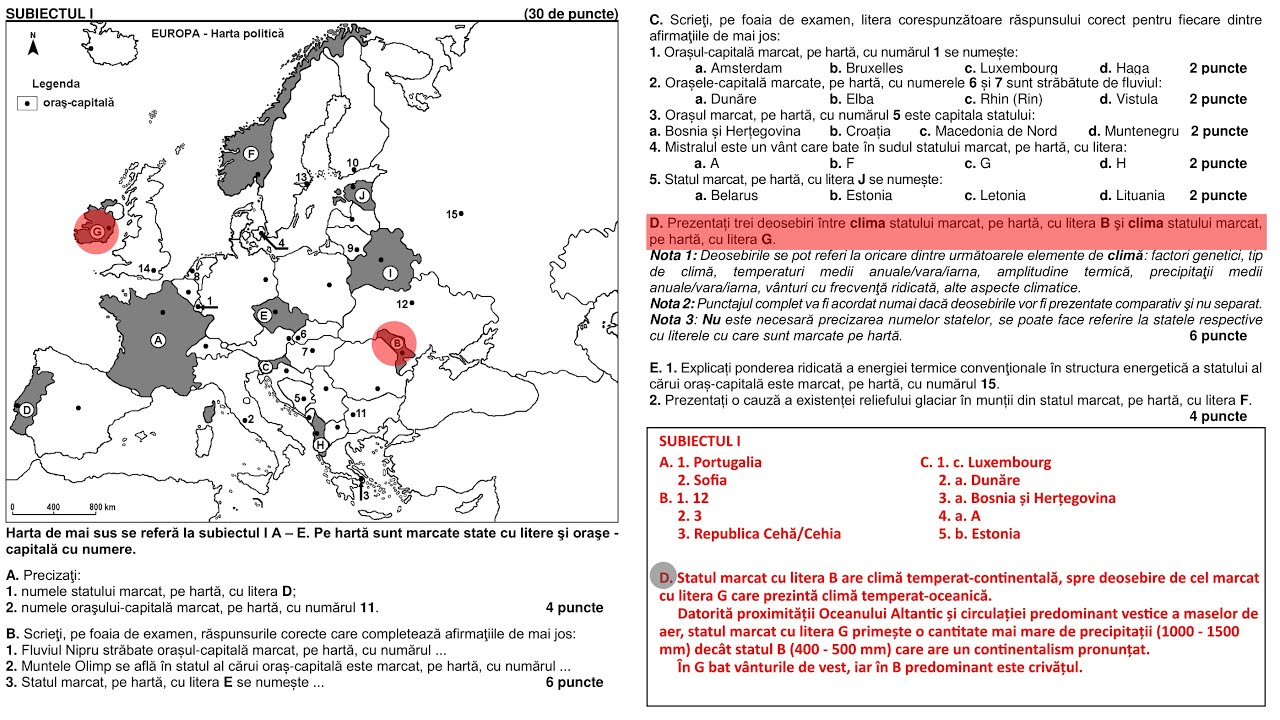 Rezolvăm modelul de subiect la Geografie bacalaureat, 2024