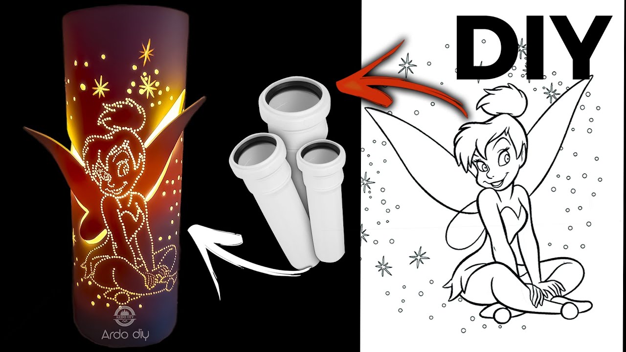 Home decor idea - DIY Night lamp from PVC pipe
