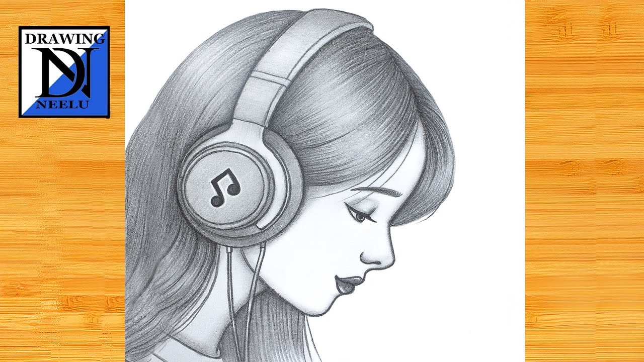 How to draw a Girl with Headphone -Drawing tutorial || Pencil sketch for beginner || Girl drawing
