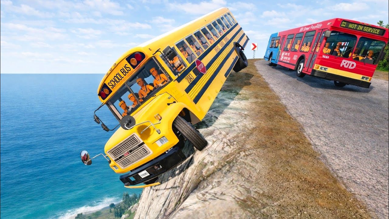 School Bus on Dangerous Mountain Road  | BeamNG.drive | Ep #110