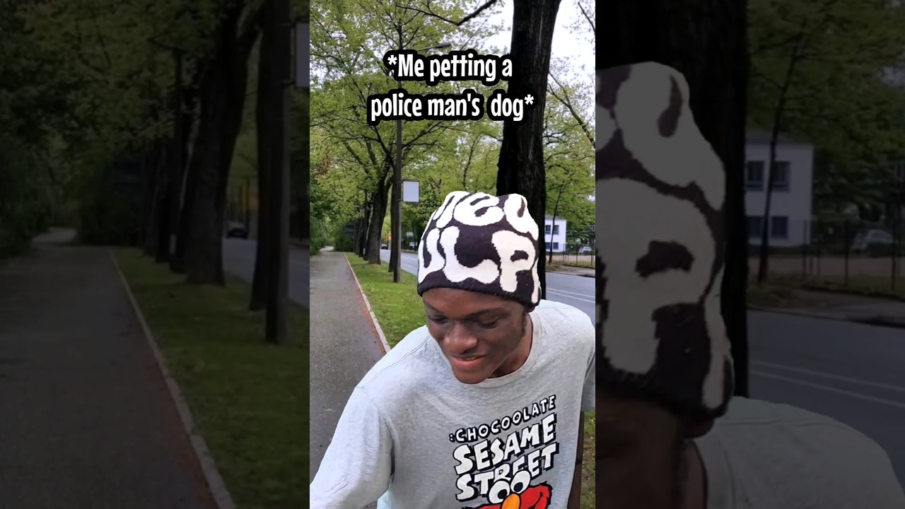 When you pet a police man's dog😂