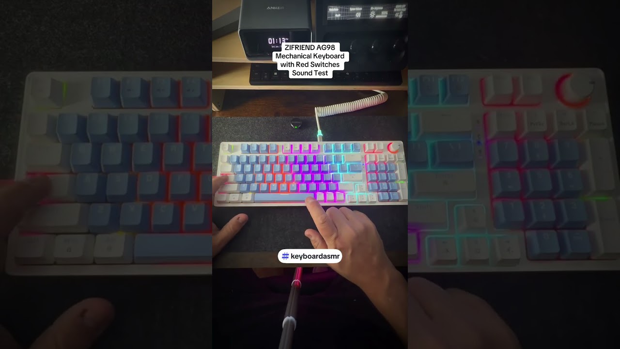 ZIFRIEND AG98 Mechanical Keyboard with Red Switches Sound Test 