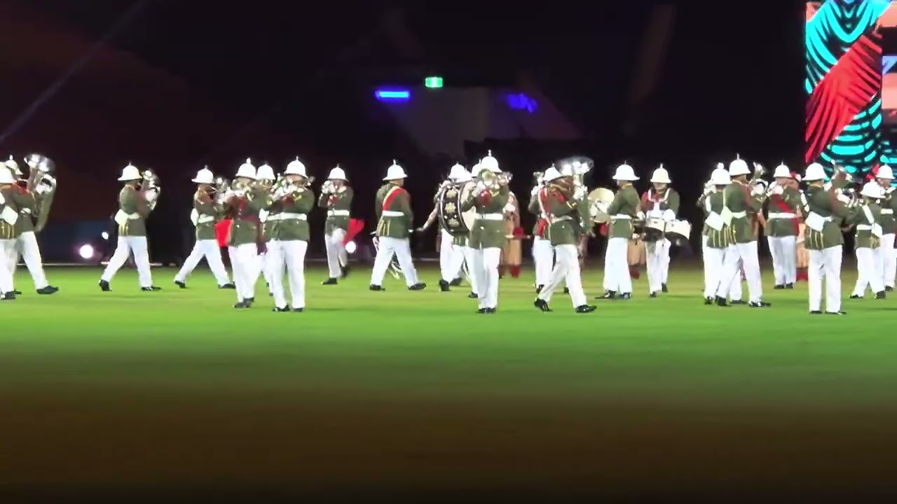 Drill commands in olive and red - The Royal Edinburgh Military Tattoo 75th Anniversary Brisbane 202