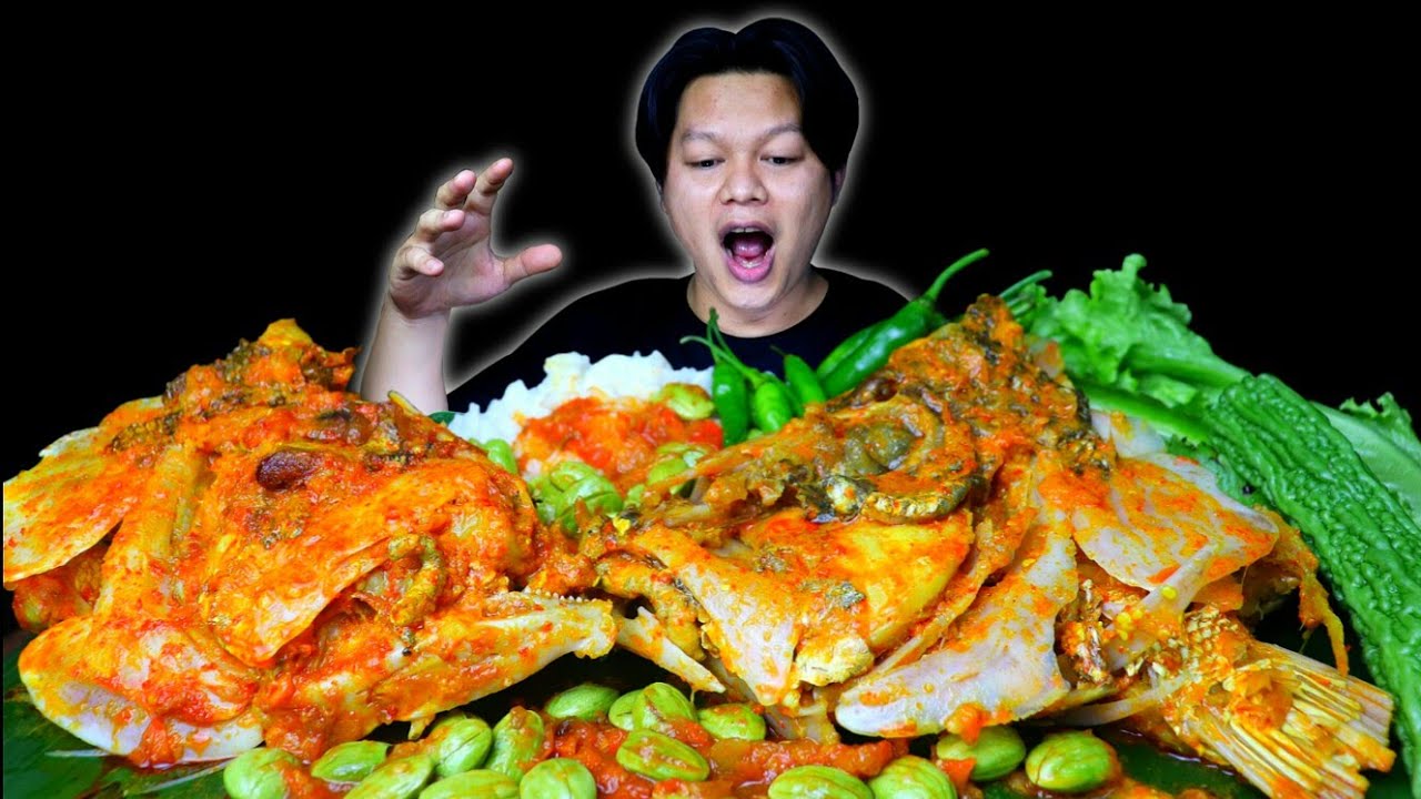 BUTUH PERJUANGAN!! MUKBANG GULAI KEPALA IKAN JUMBO SAMBAL PETE LALAP PARE MENTAH