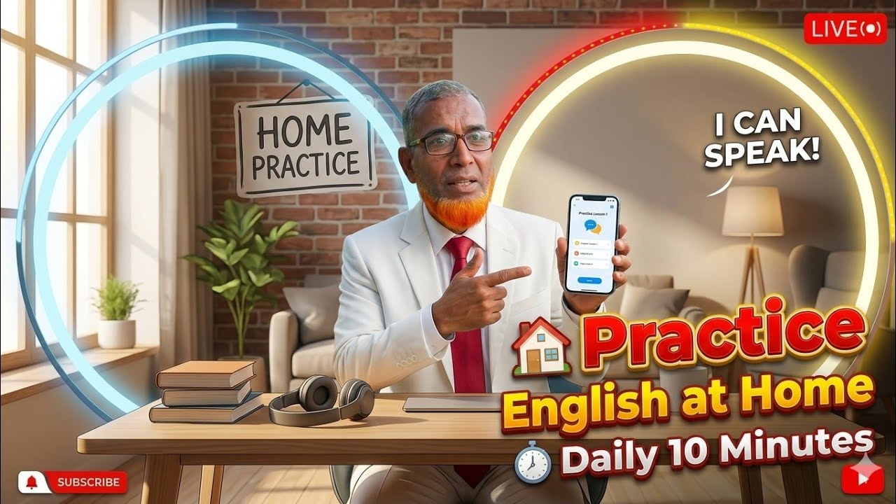How to practice english speaking at home.  ঘরে বসে ইংলিশ শিখুন। live class for beginners.
