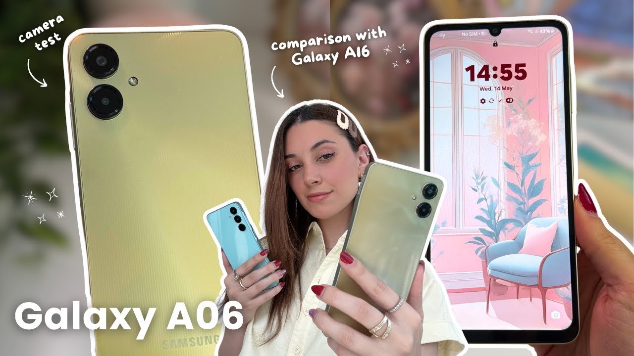 Samsung Galaxy A06 (gold) 🌻✨ aesthetic unboxing, Galaxy A16 comparison, camera test & customization