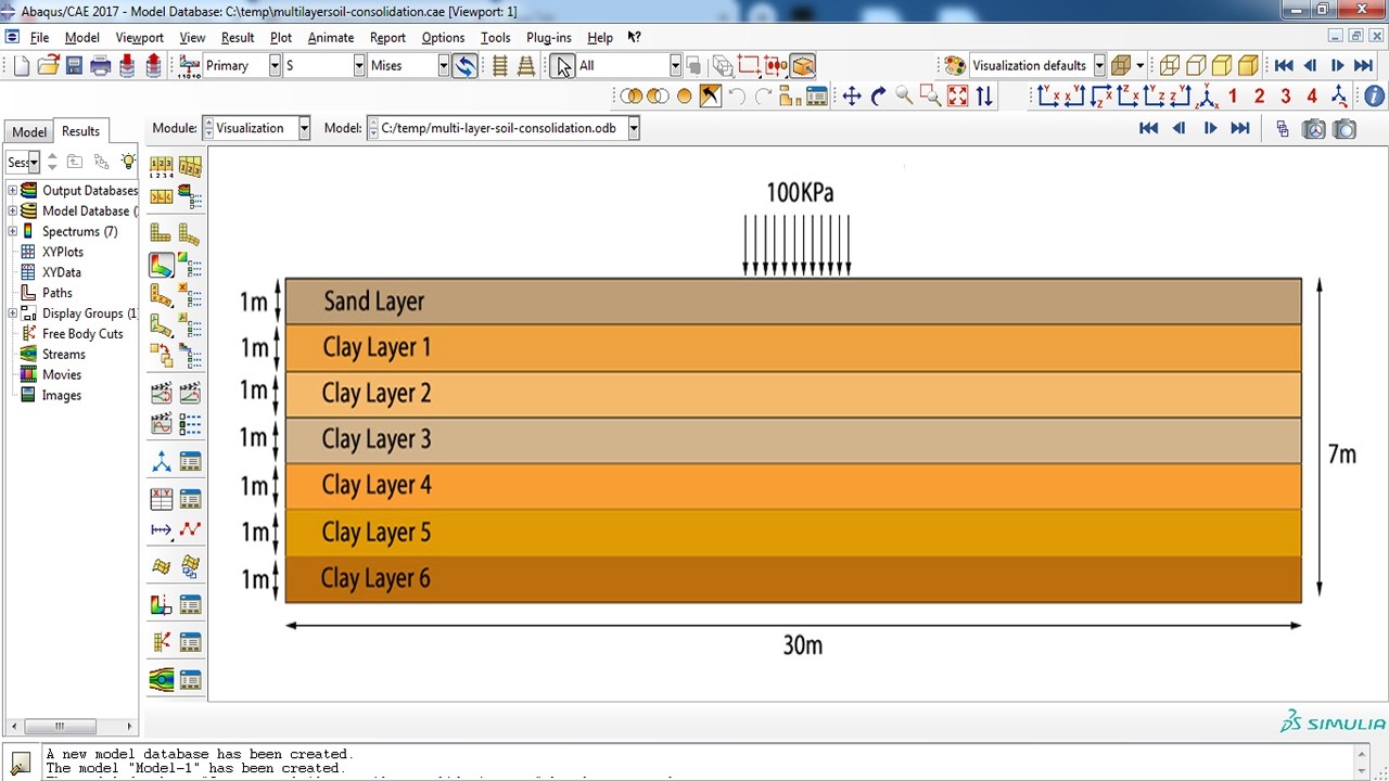 Consolidation settlement of a multi layer soil Abaqus