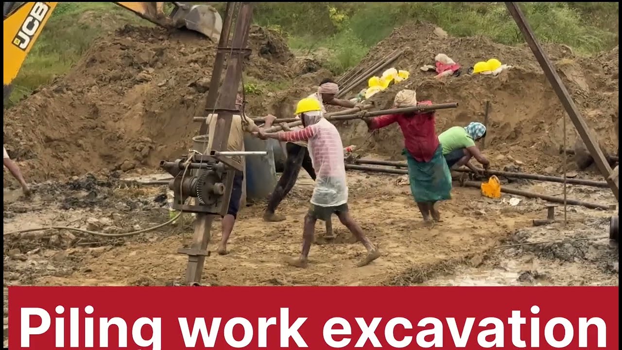 Piling work excavation & slab concrete pump line up