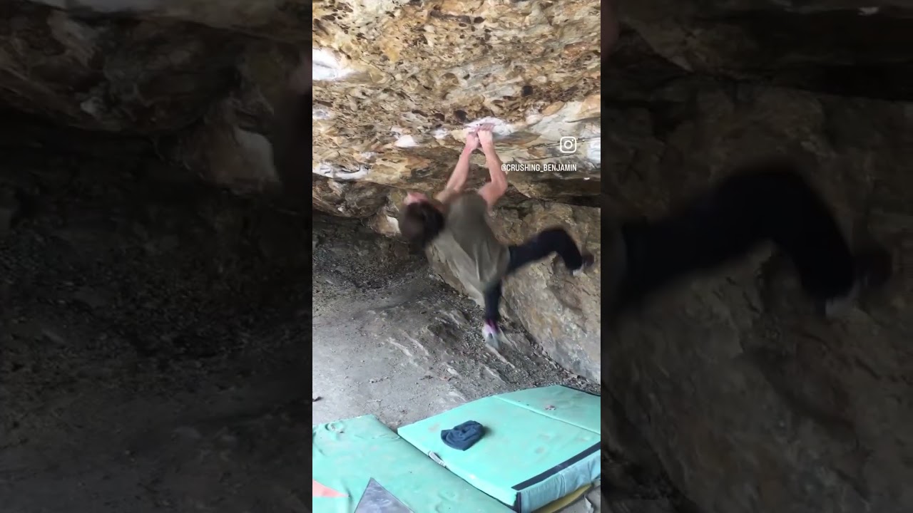 Paraclimber in Junkyard cave V5- #paraclimbing #climbing #outdoorclimbing #bouldering #paraathlete