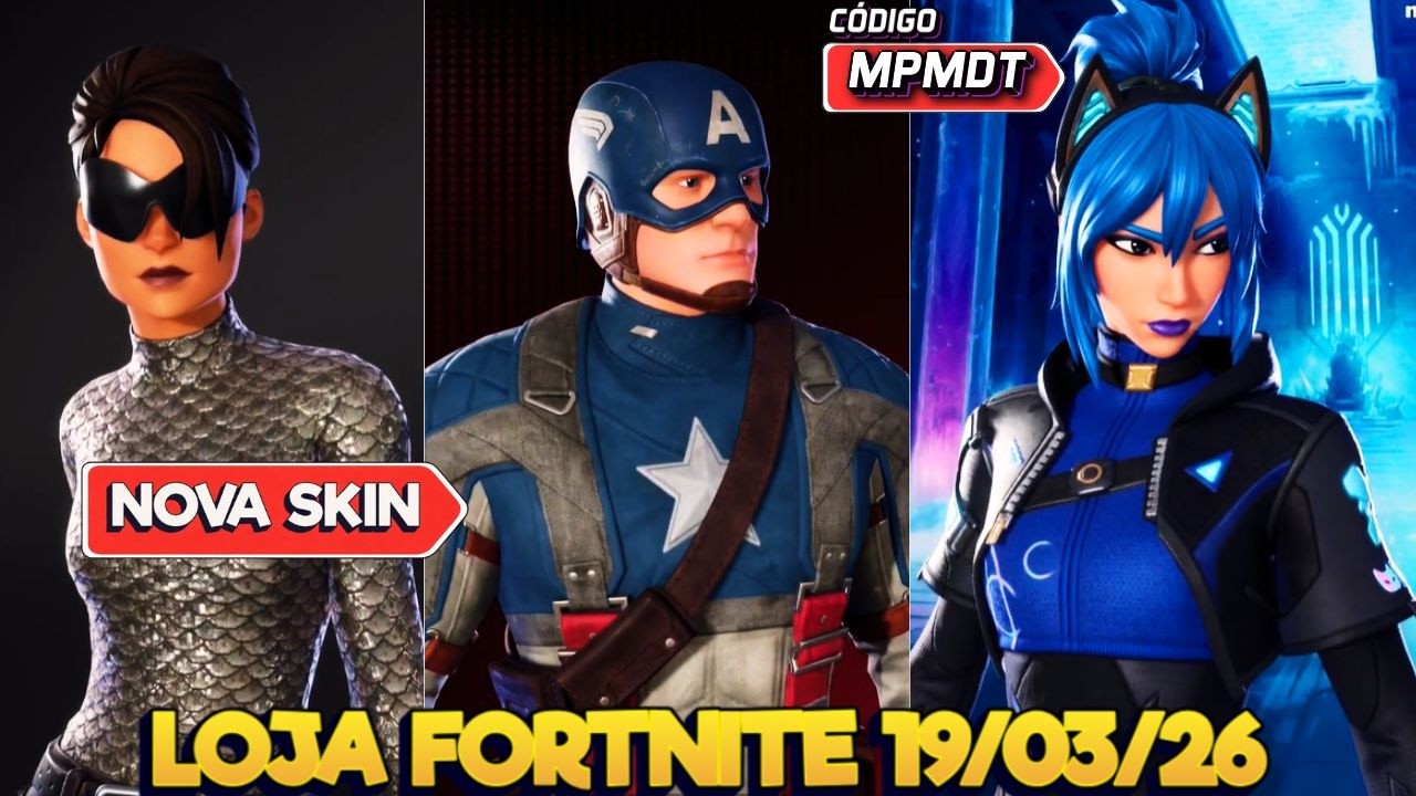 NOVAS SKINS CAPIT&Atilde;O AM&Eacute;RICA,HOMEM DE FERRO VALENTIA E BALENCIAGA - LOJA FORTNITE 19/03/26 - FORTNITE
