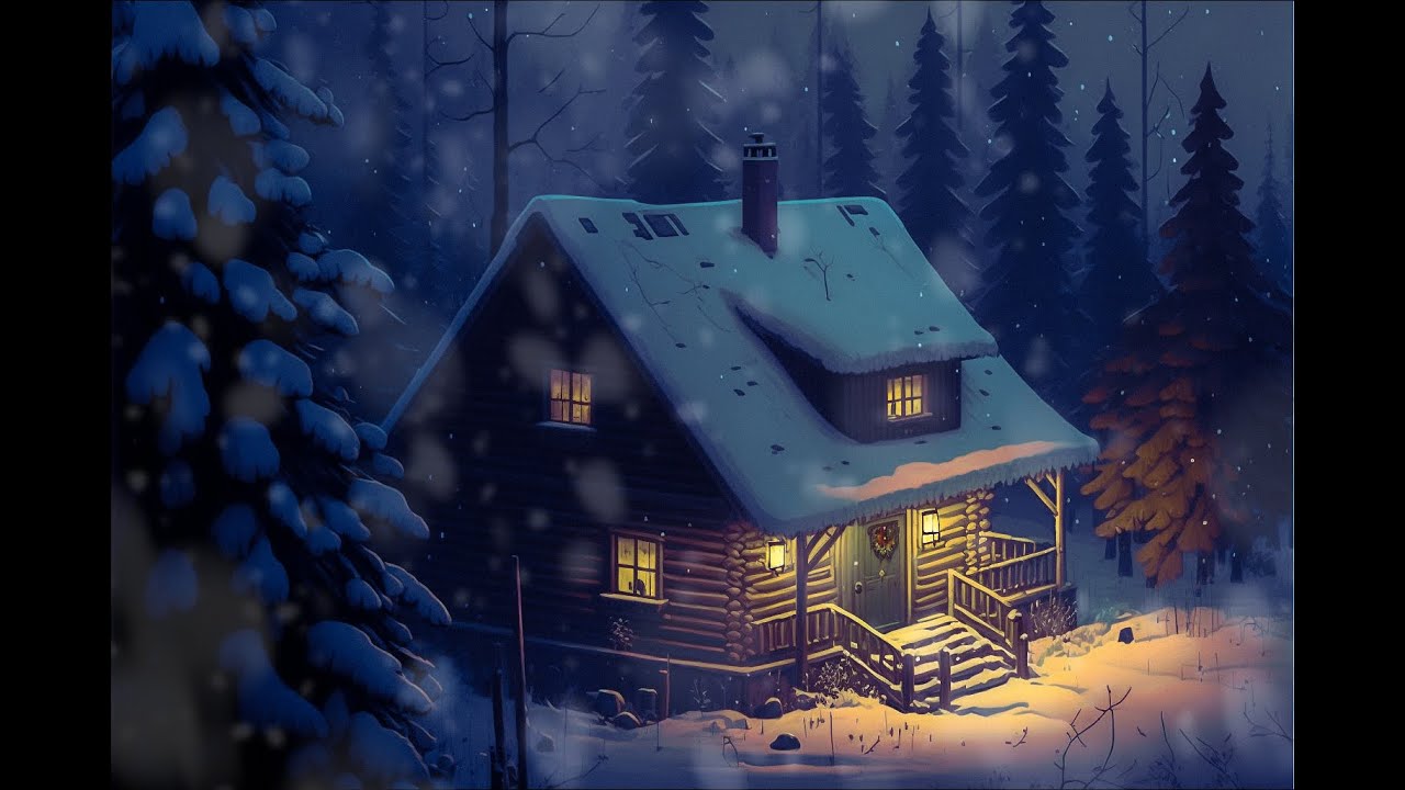 Wind Outside Your Log Cabin with Snow | DIM SCREEN |