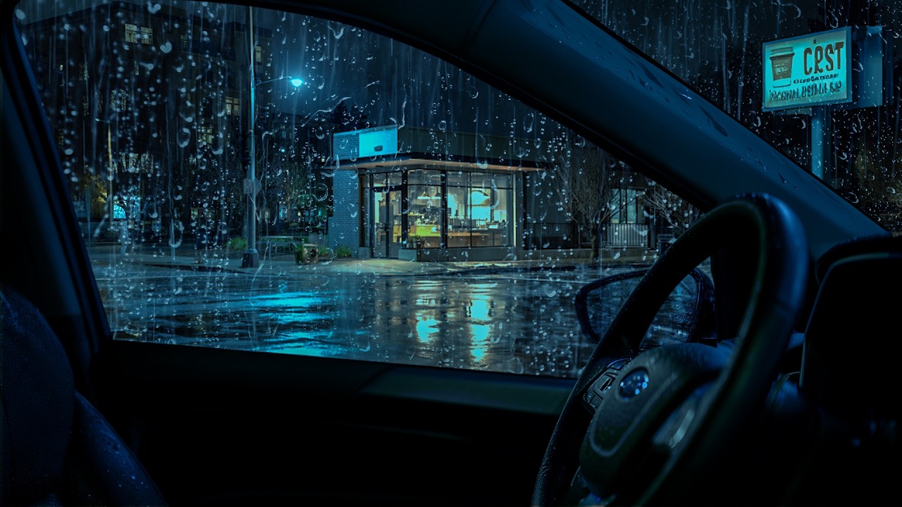 Heavy Rain from a Stationary Car Window - Cozy Sounds for Sleeping, Total Relaxation, ASMR