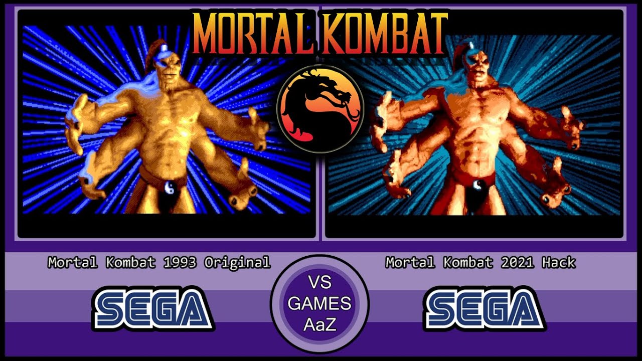 Mortal Kombat Arcade Edition Hack (Sega Genesis vs Sega Genesis) graphic side-by-side comparison
