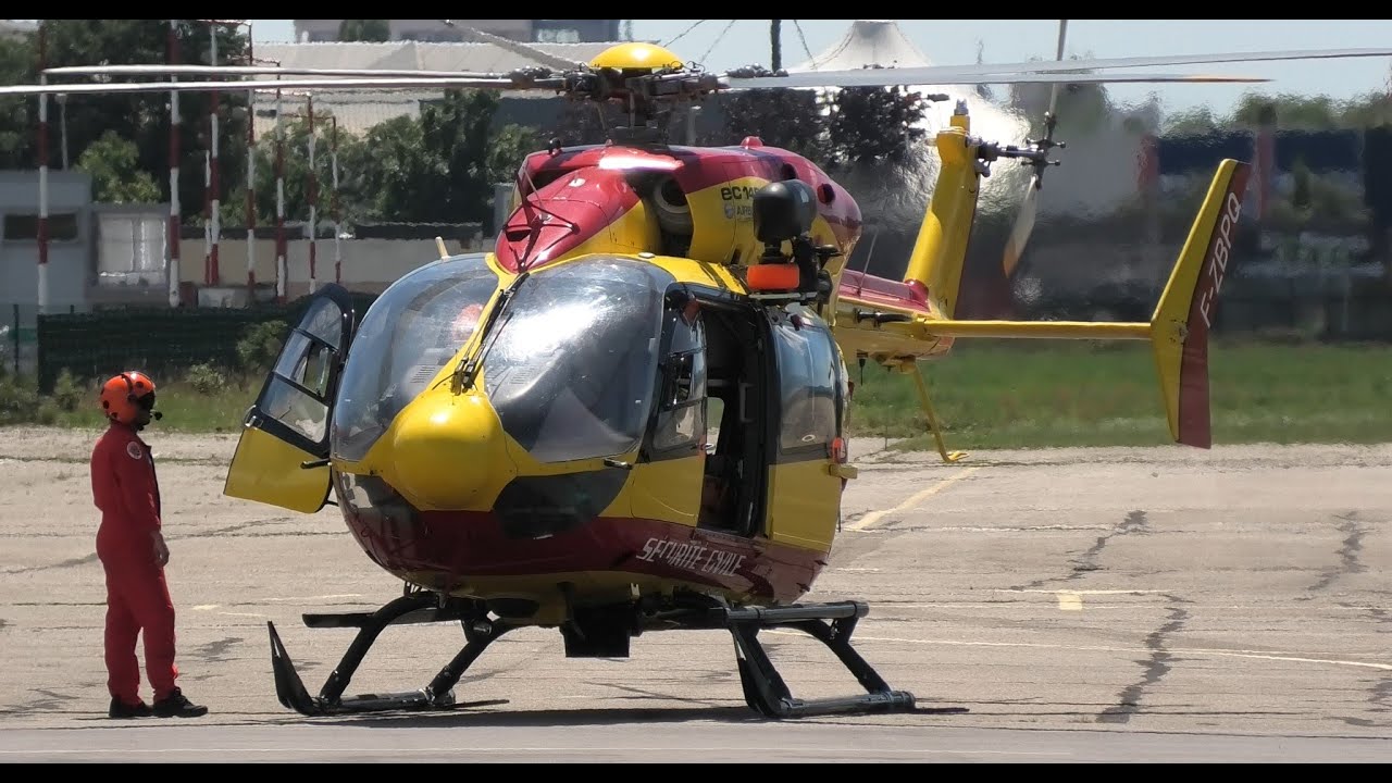 4K | Dragon 67 | Sécurité Civile | EC 145 | Mise en route & Décollage | Aéroport de Colmar