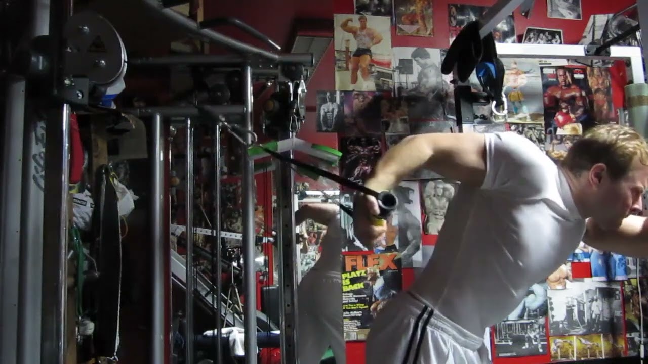 High pulley, stretch curls targeting the long head of the biceps
