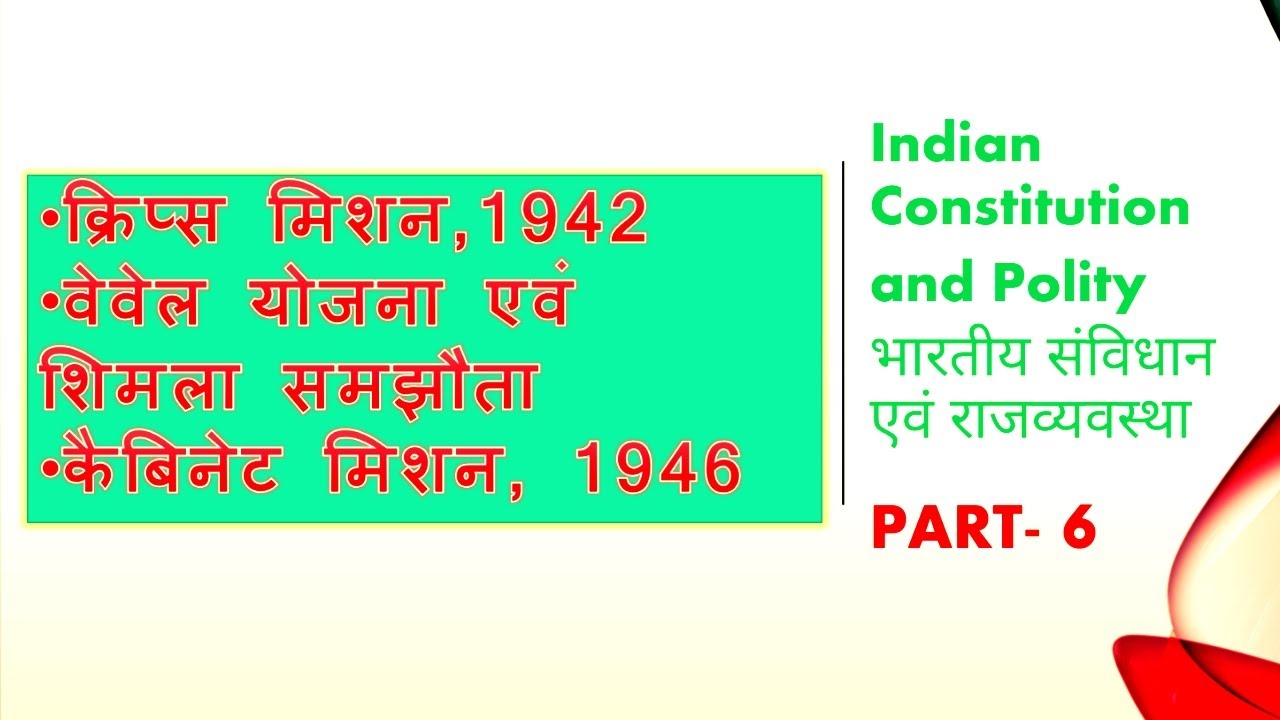 क्रिप्स मिशन(Crips mission)1942,वेवेल योजना(The Wavell Plan)शिमला समझौता,कैबिनेट मिशन-Cabinet missn