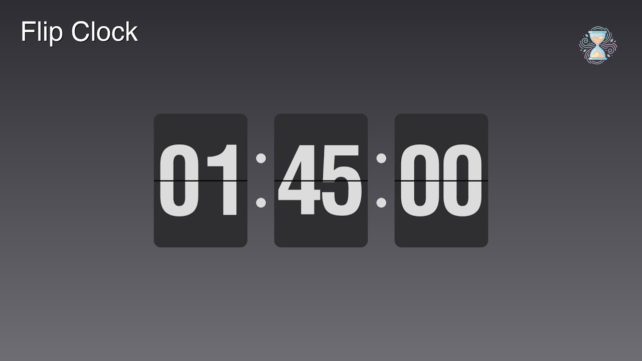 1 Hour 45 Minute Timer ⏱️ Monochrome Steel Flip Clock | Long session Timer - ChronoFlow