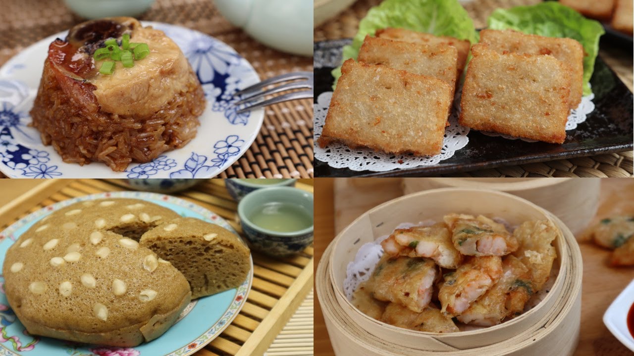 4款茶楼点心食谱(糯米鸡,虾卷,馬來糕,菜头糕)4 Dim Sum Recipe