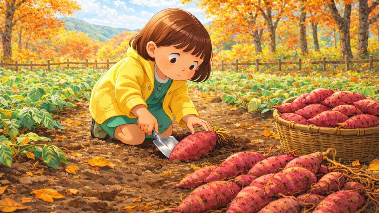 Cozy ASMR Ghibli 🍠 Making Sweet Potato Pancakes for Grandma 🥞 || #ghibli #ghibliasmr #asmr 