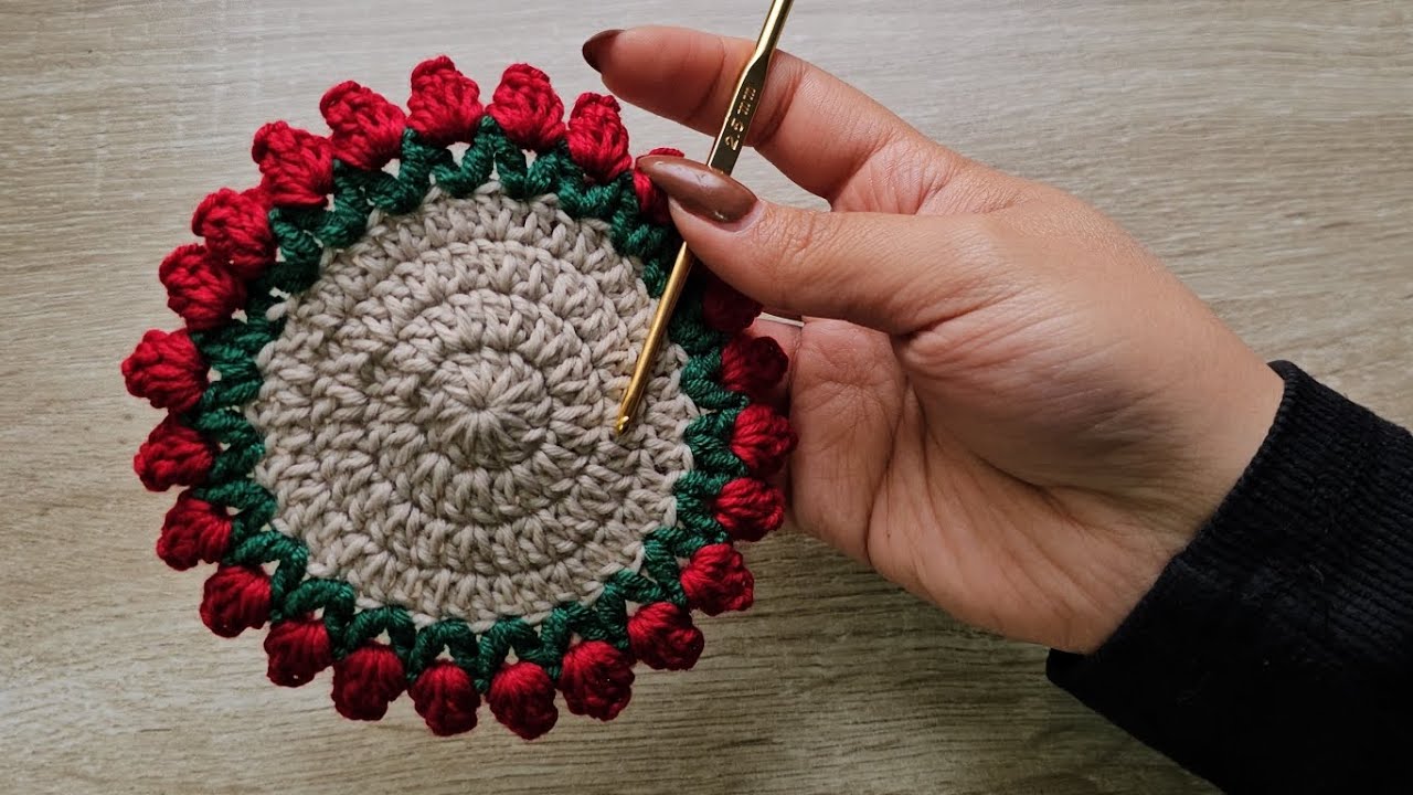Tulipanes a Crochet 🌷 Hermoso Tapete, Posavasos o Individual Fácil de Tejer