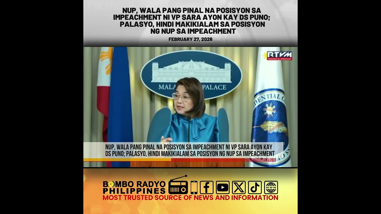 NUP, wala pang pinal na posisyon sa impeachment ni VP Sara ayon kay Deputy Speaker Rep. Ronaldo Puno