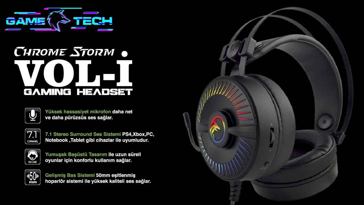 Gametech Vol-i | 7.1 Surround Pro RGB Oyuncu Kulaklığı