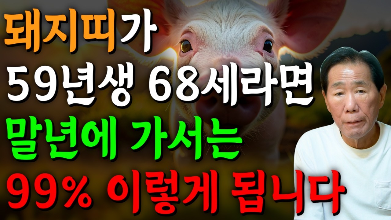[2026년 68세 돼지띠운세] 1959년생 돼지띠가 말년에 가서는 100% 대박납니다! 금전,귀인,문서운 모두 펑펑 터진다!! 1959년생 68세 돼지띠 운세