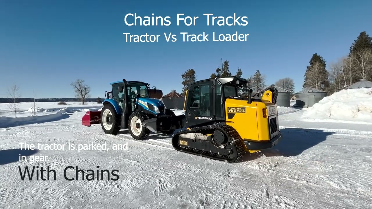 Chains for Tracks&reg; Extreme Traction Test: Pushing a Tractor on Ice!