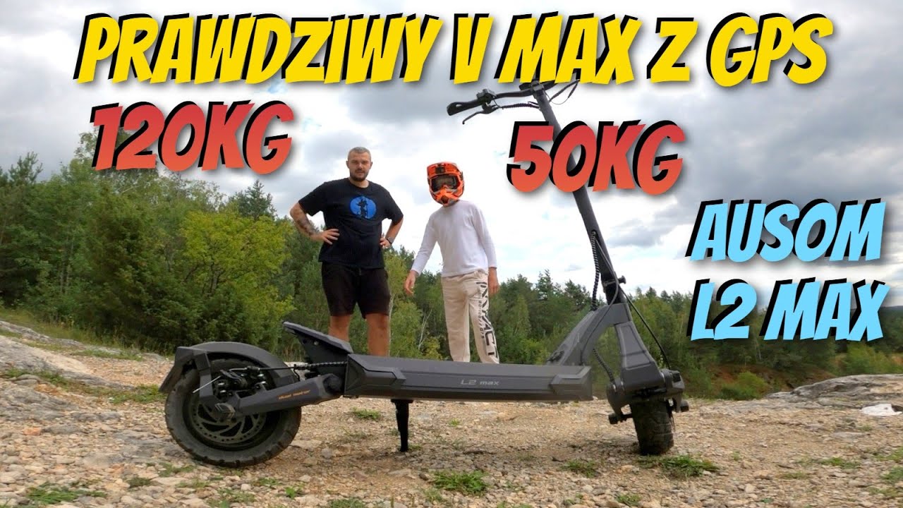 Prawdziwy V max - Ausom L2 MAX - TEST Z GPS pod wagą 120kg i 50kg - o ile okłamuje licznik?