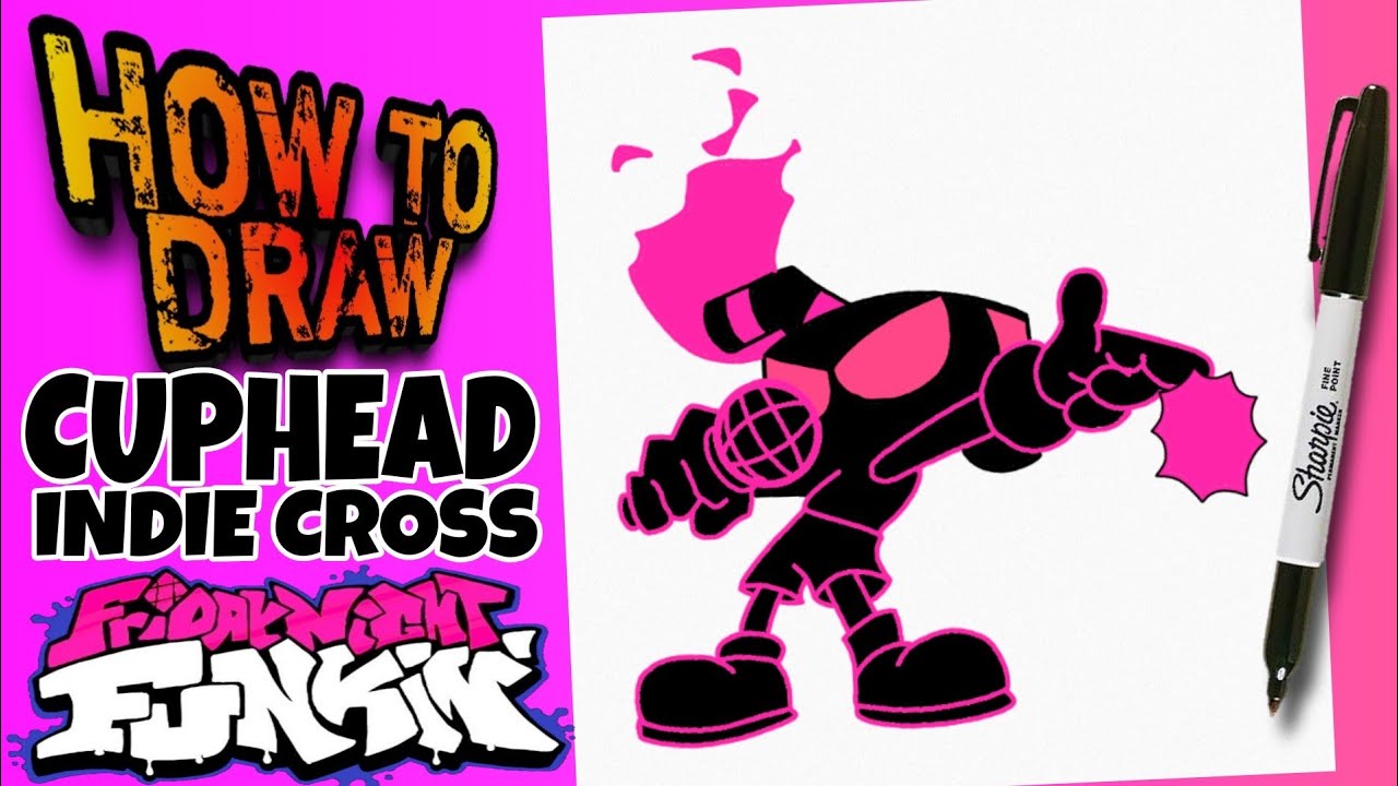 HOW TO DRAW CUPHEAD INDIE CROSS from FRIDAY NIGHT FUNKIN' | como dibujar a cuphead indie cross fnf