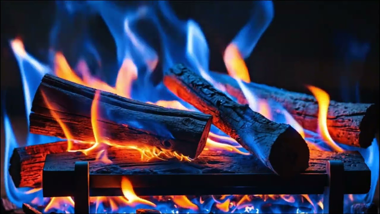 Blue Fire Fireplace Ambience for Night Focus and Deep Relaxation