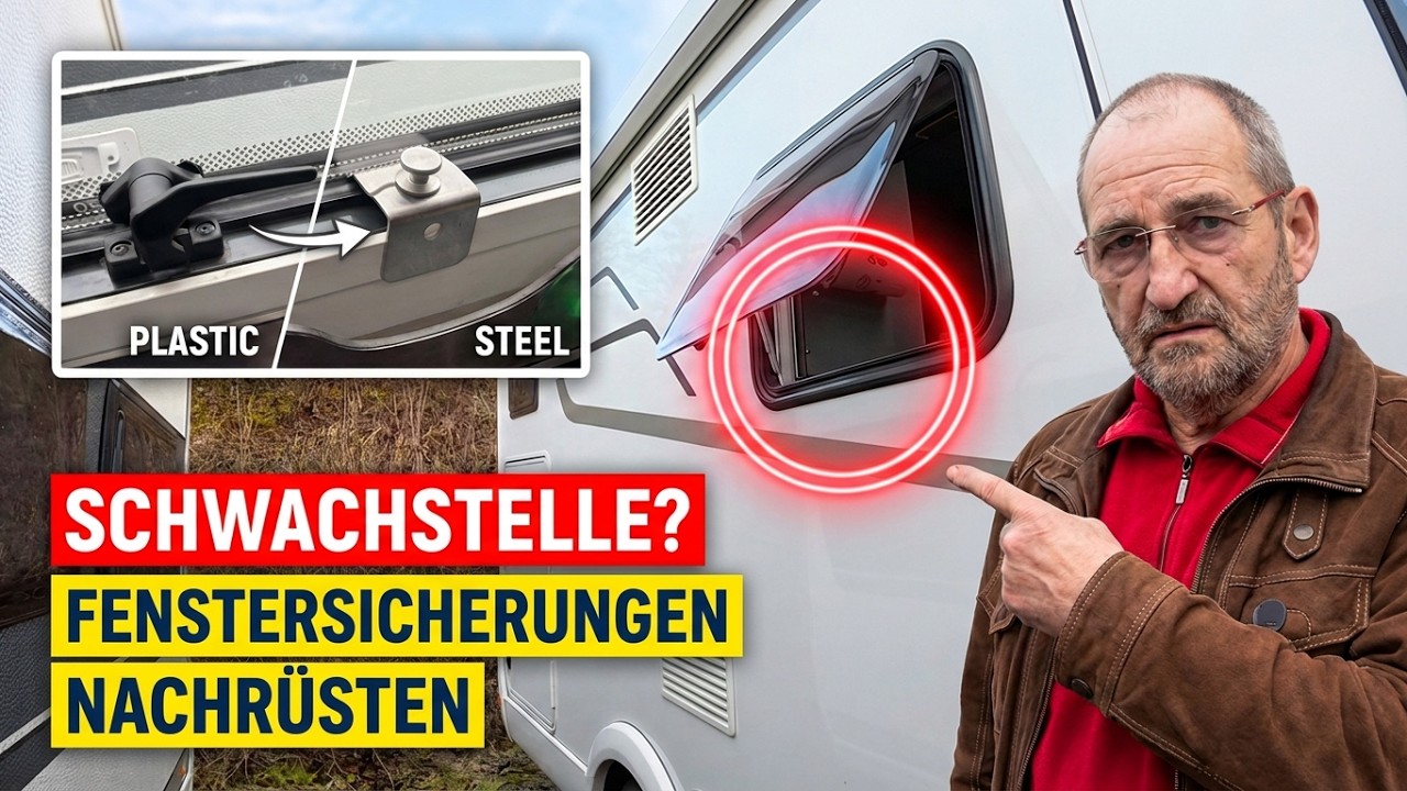 Fenstersicherungen am Wohnmobil: Einbruchsschutz durch massive Stahlprofile an der Fensterunterkante