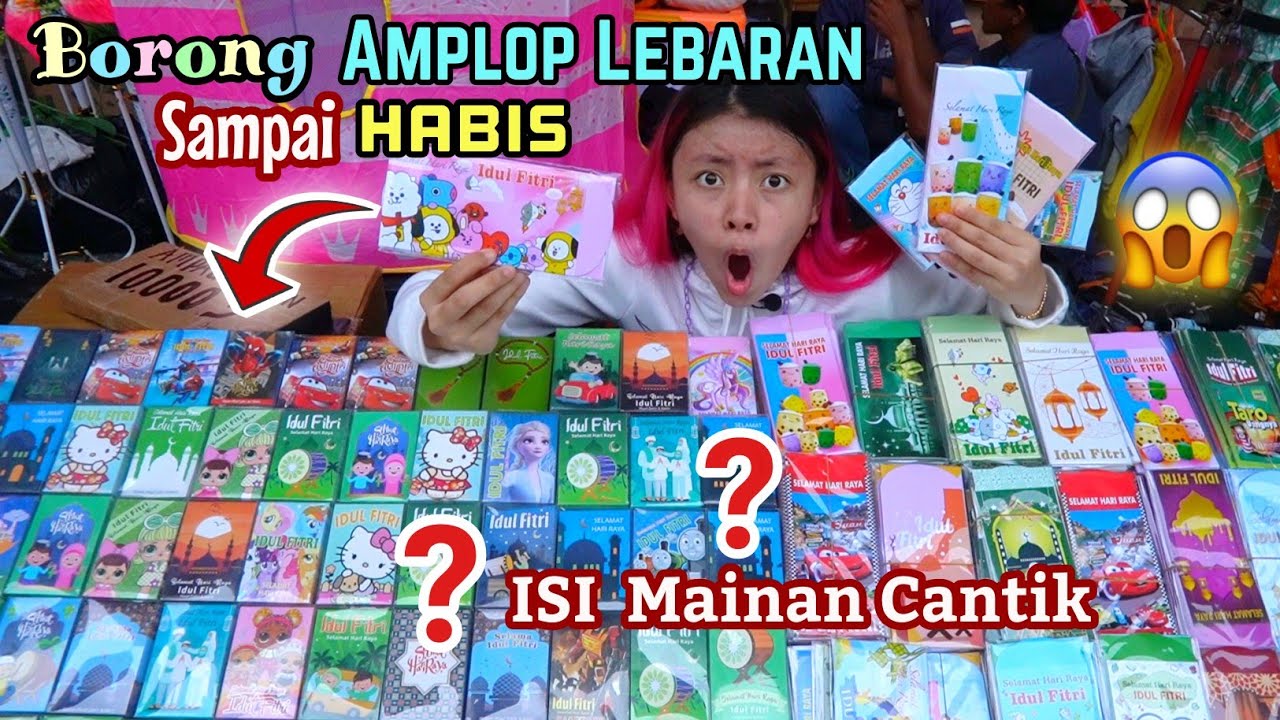 BORONG SEMUA AMPLOP LEBARAN BERHADIAH DI PASAR SAMPAI HABIS ! Isi nya Mainan Cantik Kok Aneh