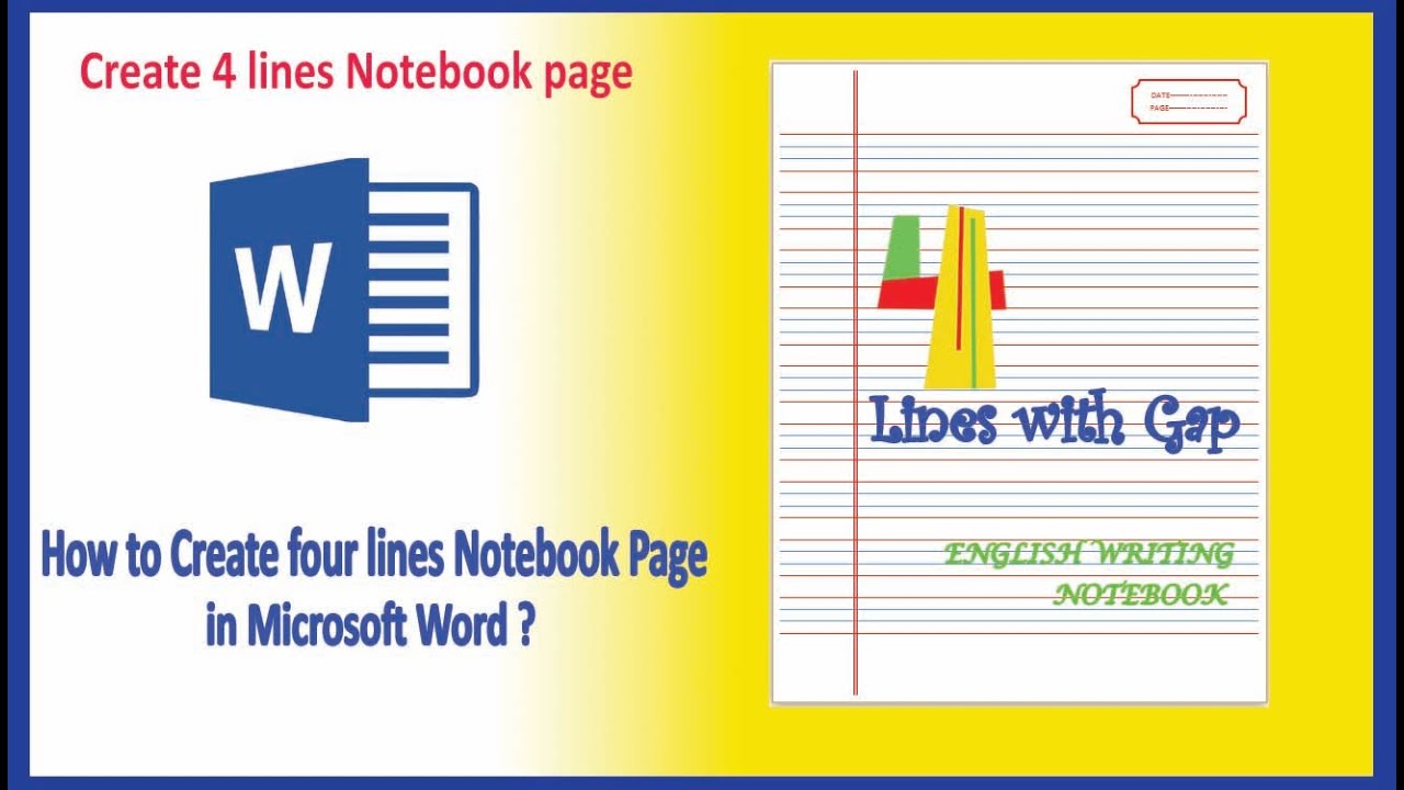 How to Create Four Lines Notebook page in Microsoft word | Microsoft Tutorial |